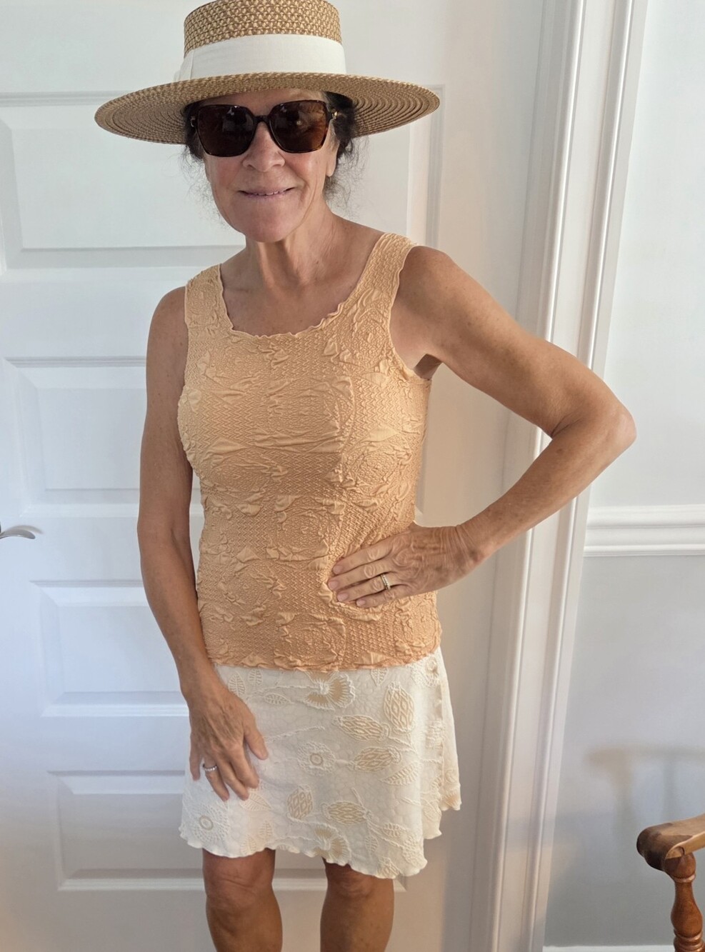 Women's Midi Skirt And Tank Top in Light Peach - Medium